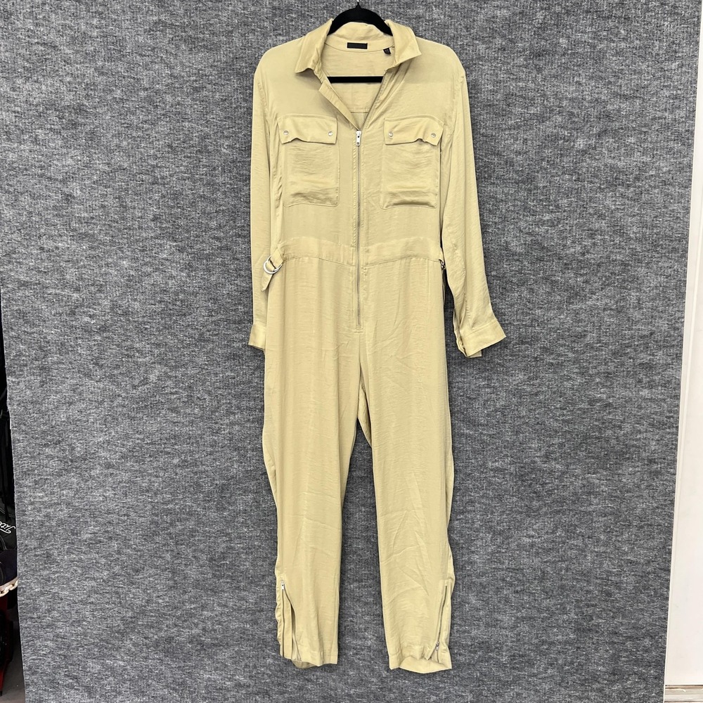 ATM Jumpsuit Womens Medium Beige Utility Zip Front Pockets D-Ring AW9240-KAJ